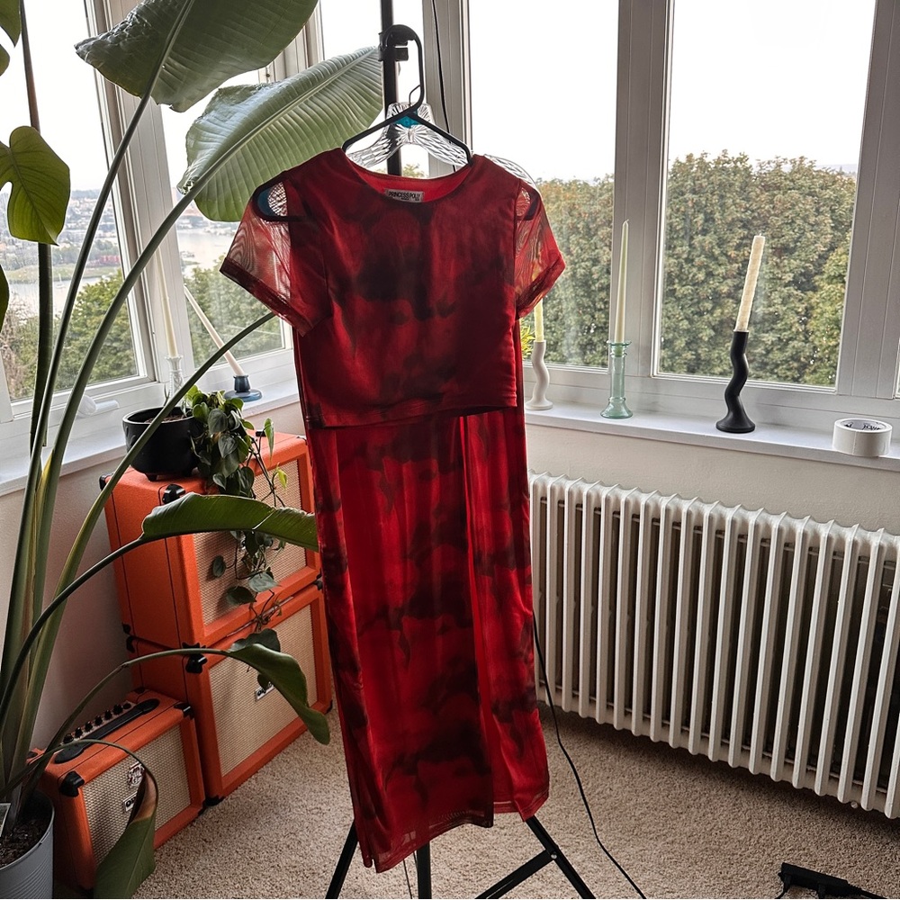 Princess Polly Red and Black Floral Matching Set